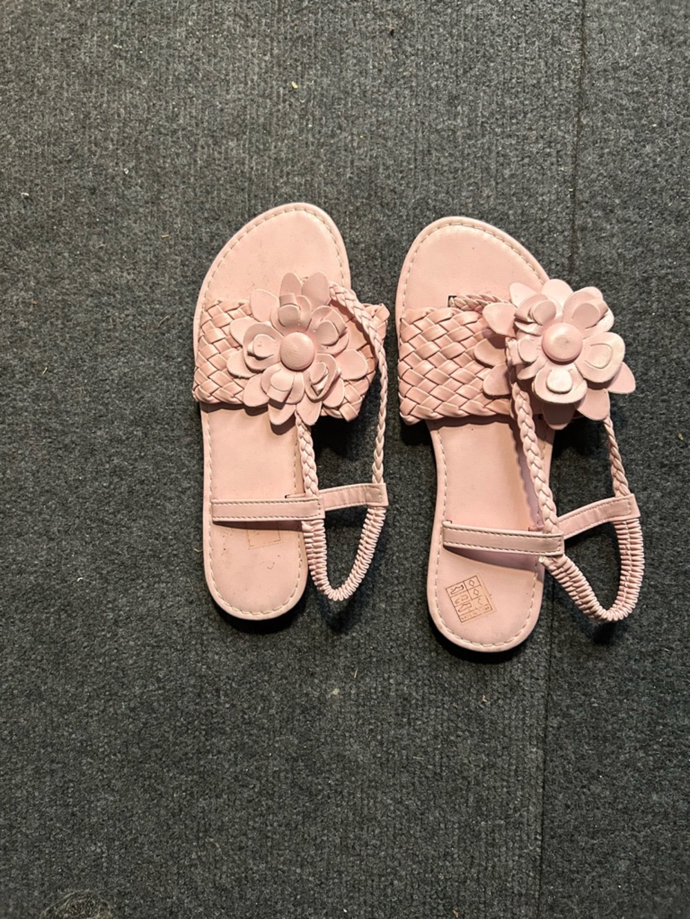 Girls' Pink Floral Braided Sandals - Kids